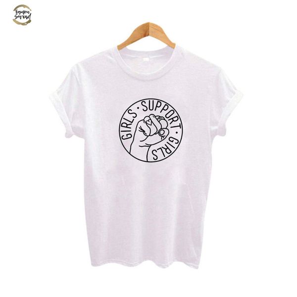 

girls support girls slogan hipster feminist t shirt white black graphic tee harajuku tshirt cotton tee shirt short femme