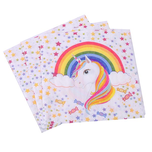 

10 sheets/pack cartoon unicorn happy birthday party disposable napkins baby shower birthday wedding theme party supplies