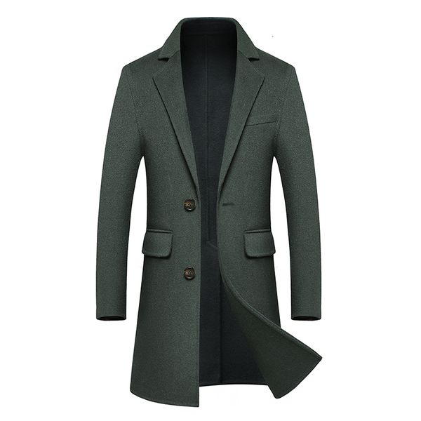 

2020 new luxurious wool & blends mans long woolen coat autumn winter coats men business casual male woolen coat, Black