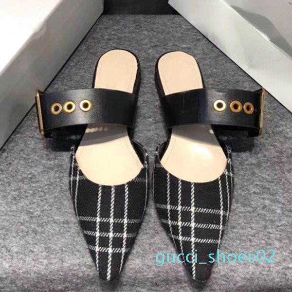 

designer women tulle flat sandals embroidered slingba cks flats slippers slides polka dots lady casual shoes sandalias g02, Black