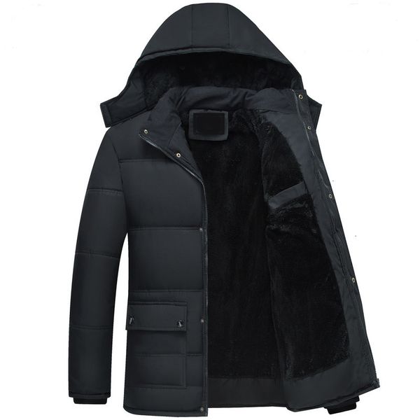

2019 new winter parka men casual warm thick winter coat men solid hooded parka male clothes overcoat outerwear 5xl, Black