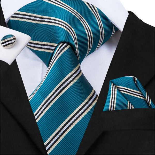 

hi-tie designer brand necktie for men 100% silk jacquard woven new fashion style mems striped ties hanky cufflinks set c-3025, Blue;purple