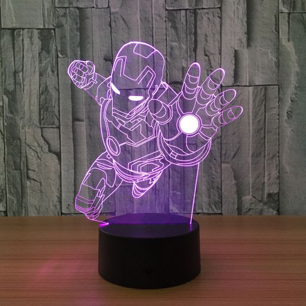 

ironman superhero 3d night light 7 colors changing led lamp ironman action figure 3d novelty light
