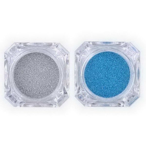 

2 bottles nail art powder glittering silver blue sparkles powder for manicure nails art cj666, Silver;gold