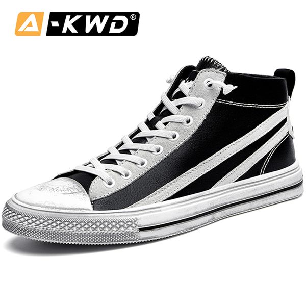

breathable high men shoes sneakers fashion hip hop men's shoes pu leather men mannen schoenen male footwear, Black