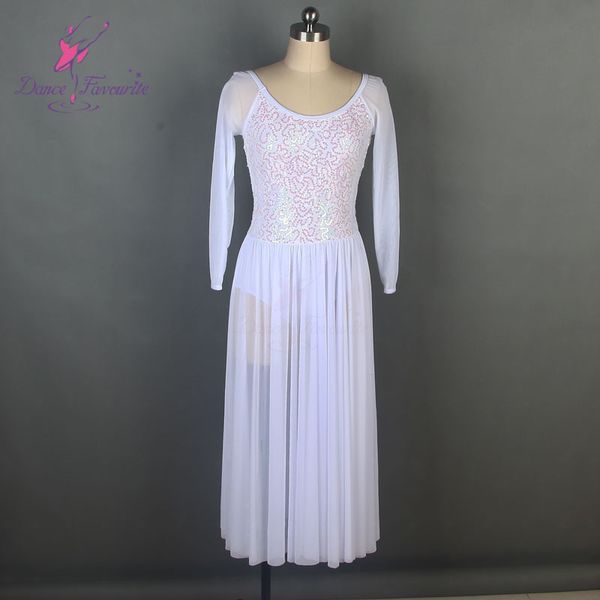 

white mesh long sleeve sequin lace bodice long ballet dress girl & women stage performance ballet costume lyrical dance dress, Black;red
