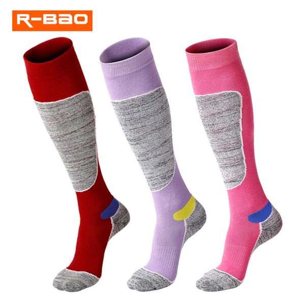 

3 pairs/lot new winter knee-high skiing sports socks cotton climbing quality socks women thick towel bottom walking hqs041, Black