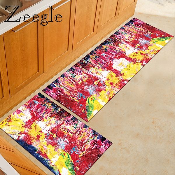 

watercolor printed hallway doormat long rectangle kitchen carpet bedroom floor rug bedside mat non slip carpet for living rooms