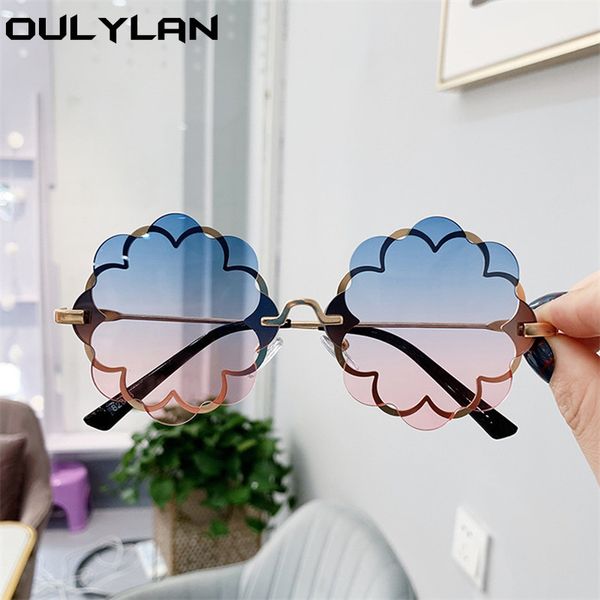 

oulylan fashion sunglasses for girls vintage flower baby rimless sun glasses kids street mirror eyewear outdoor goggles uv400, White;black