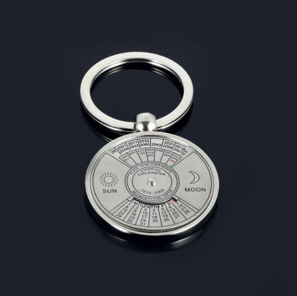 Mini-Schlüsselanhänger mit ewigem Kalender, einzigartiger Metall-Schlüsselanhänger, Sonne, Mond, Schnitzkalender, Schlüsselanhänger, kreative Geschenke