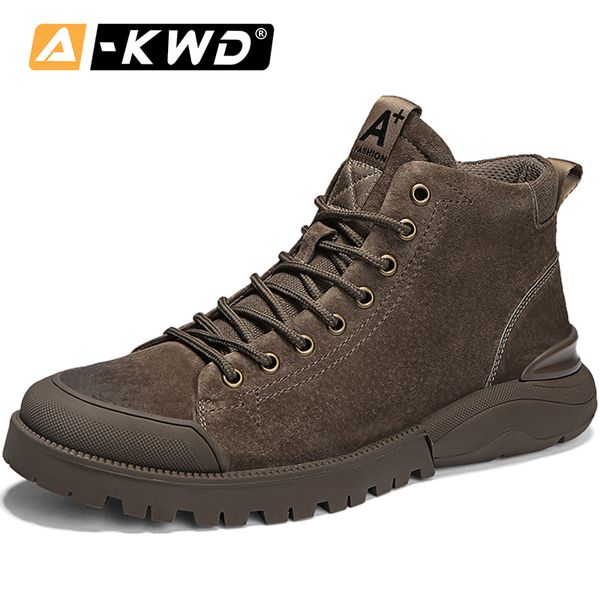 

fashion genuine leather men boots man shoose bottine homme high sneakers man autumn breath working shoes sneakers 38-44, Black