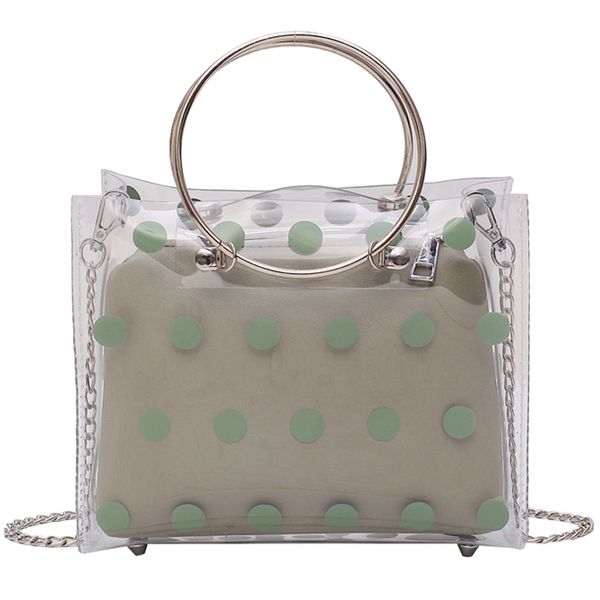 

2019 summer new transparent jelly tote bag pvc women's handbag chain shoulder messenger bag travel