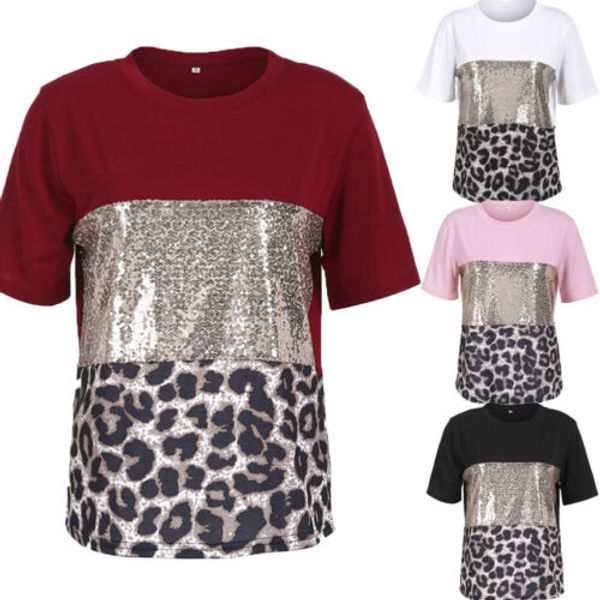

women short sleeve loose t shirt fashion paillette sequined patchwork 2019 new summer casual tee pullover plus size, White