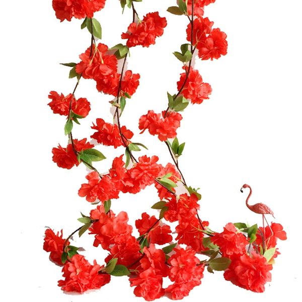 

wedding decoration sakura cherry rattan arch vine artificial flowers home party decor silk ivy wall hanging garland wreath