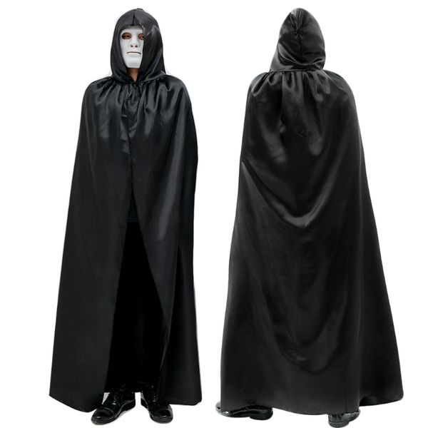 

long satin cloak halloween christmas party hooded fancy cape vampire role, Silver