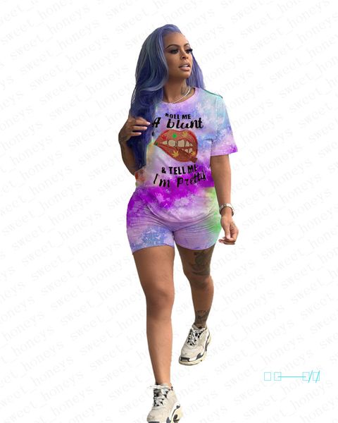 

women 2piece clothing summer tracksuit fashion gradient lip print short sleeve t-shirt +shorts set designer outfit casual tracksuit d5717, Gray