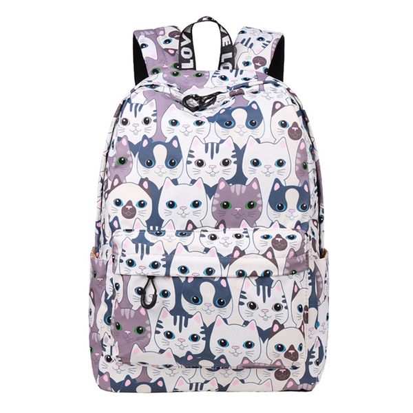 

waterproof cat printing backpack women school students back pack female 14-15.6 inch lapcute book bag for girls