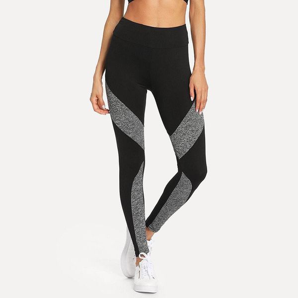 

ladies fashion stitching dark gray pants yoga leggings, White;red