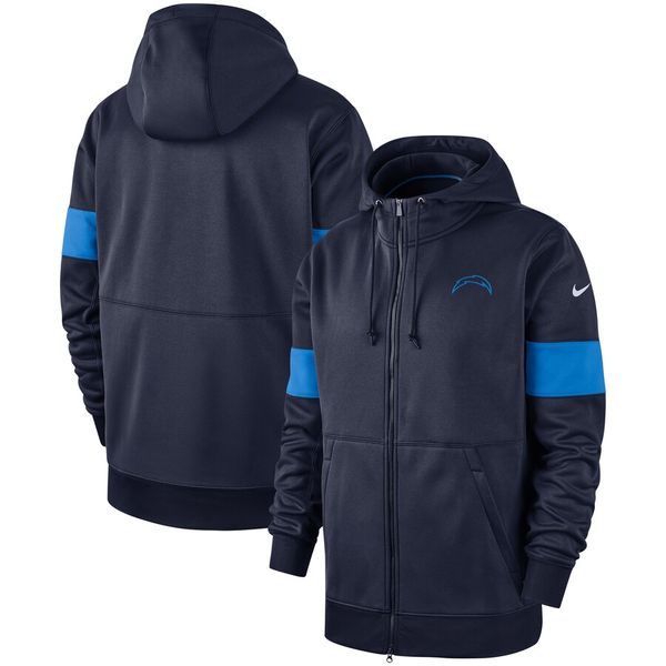 

mens los angeles chargers vintage sideline performance full-zip hoodie - navy sweatshirt, Blue;black