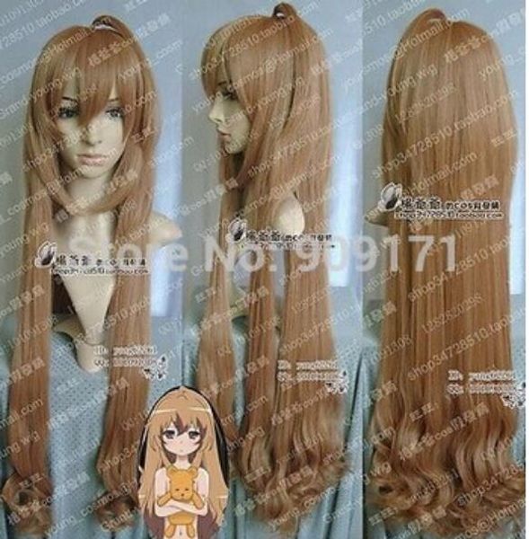 FRETE GRÁTIS ++ Cosplay Aisaka Taiga Longo Marrom Curly Resistente Ao Calor perucas