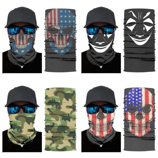 

7tuef mask multifunction mask half letters e riding mask magic skull scarf brand face seamless outdoor cycling turban neck skull scarf#348, Blue;black