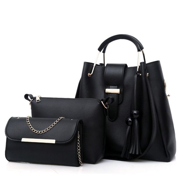 

new women pure color fashion pearl tassel mother bag three piece one shoulder bag ph-cfy20061635