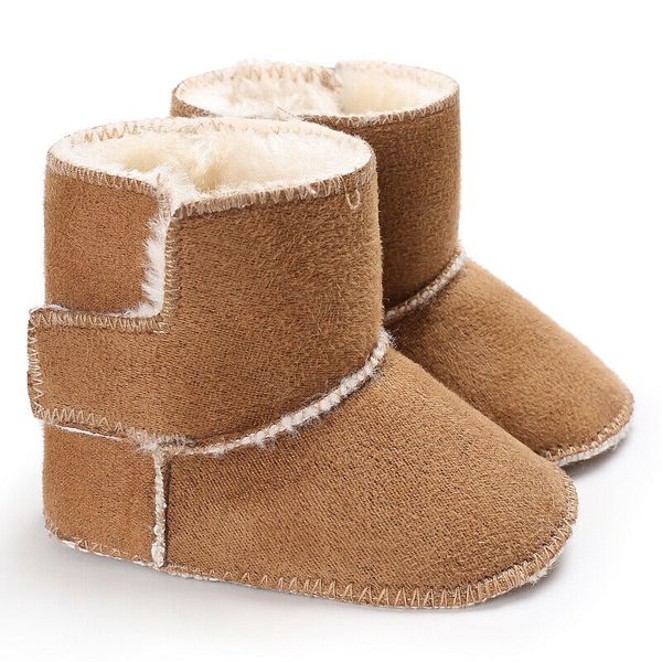 

us stock bottom kids baby snow prewalker shoes winter warm girl cute soft sole crib boots, Black;grey