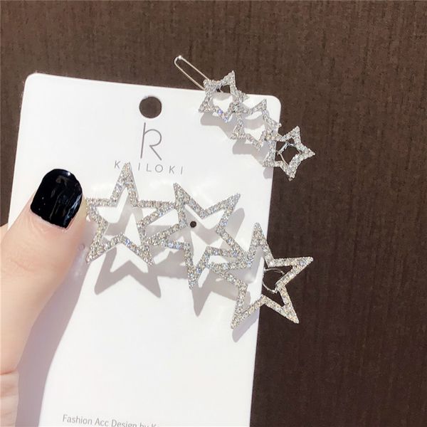 

luxury star hair clip rhinestone hairclips for women wedding party barrettes for women hollow star hair clips fashion jewelry, Golden;white