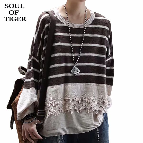 

of tiger 2020 korean fashion designer ladies vintage knitwears womens lace patchwork sweaters casual streetwear pullovers, White;black