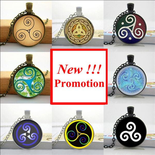 

triskele neckalce triskele art glass cabochon jewelry glass dome pendant necklace hz1, Silver