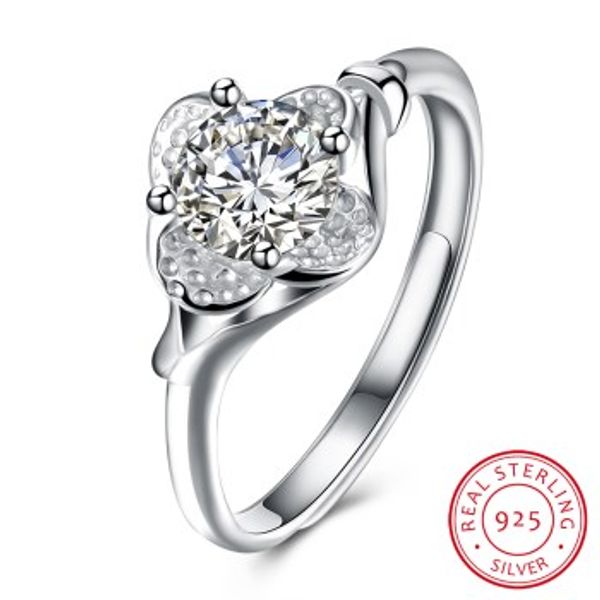 

luxury s925 sterling silver wedding ring for women fashion white gold flower clear zircon jewelry gift esh-r0023, Slivery;golden