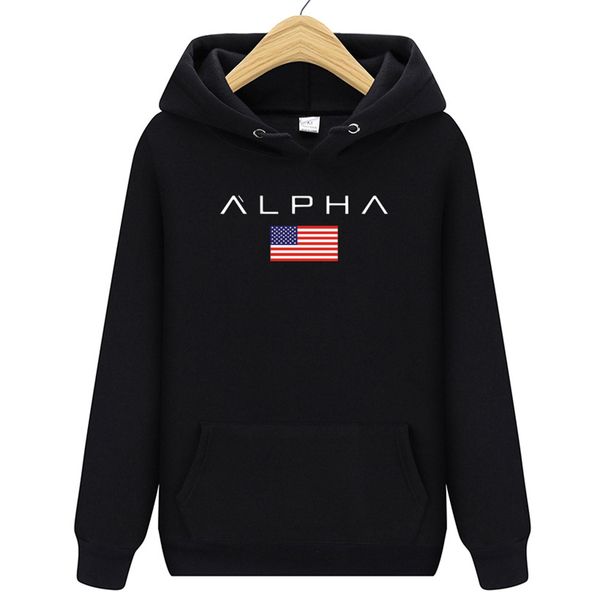 

autumn winter letter print fashion long sleeve hoodie 2019 young men and women new loose casual sports pullover patch pocket, Black