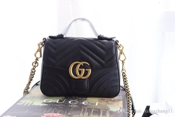 

classic leather black gold silver chain sell 2019 new women bags handbags shoulder bags tote bags messenger size :21cm*15.5cm*6cm 547261