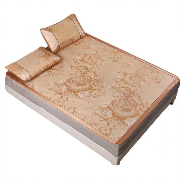 

sheet on elastic ice silk cooling summer sleeping mat folding light tan fitted sheet set fitted with pillowcase