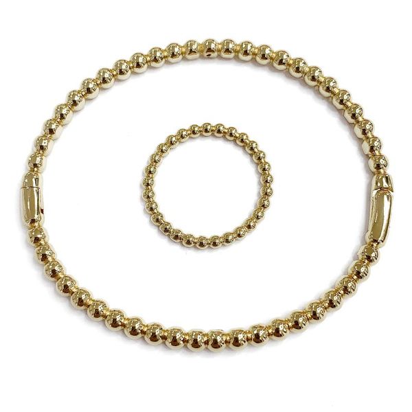 

tengci popular fashion classic bead edge ball bracelet ring set jewelry, Black