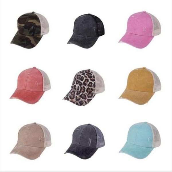 

messy bun hats ponytail baseball cap washed cotton snapback caps breathable mesh adjustable cap female sunhat 10 colors bba8, Blue;gray