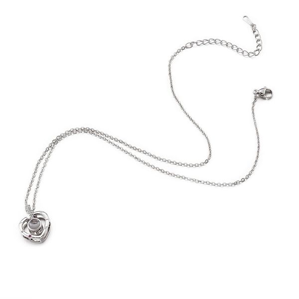 

1pc brass pendant necklaces long-lasting plated with iron chain heart necklace for women flat round pendant necklace gift 41.5cm, Silver