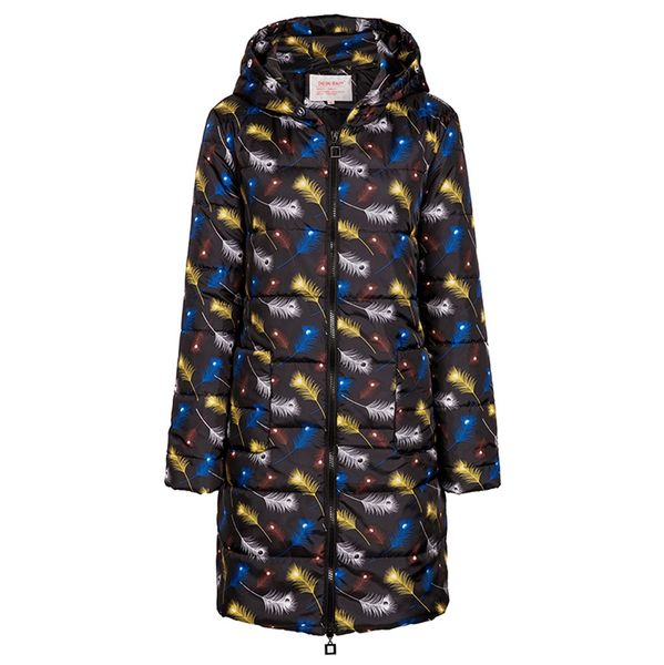 

jaycosin ladies long down cotton coat printing popular casual jacket autumn winter fashion coat warm daily wild 2019 new, Black