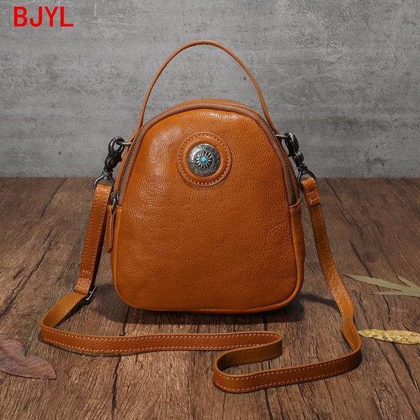 

cowhide leather small backpack women's bag 2020 double zipper backpacks hand bag shoulder retro handmade female bags