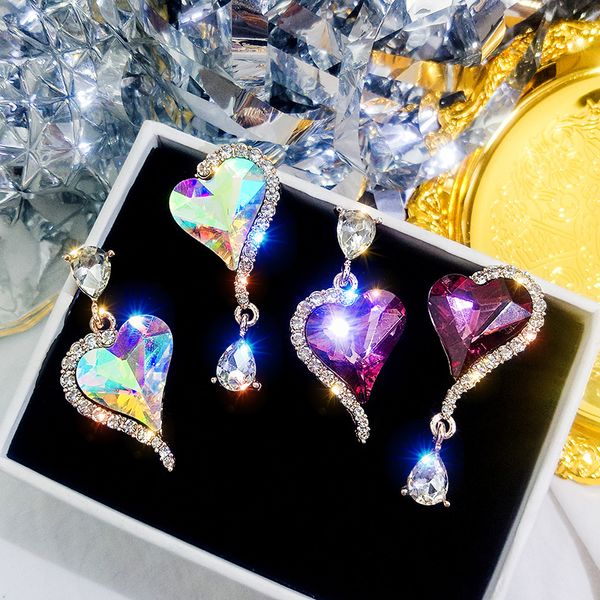 

2019 new arrival crystal trendy water drop women dangle earrings love woman korean fashion jewelry net red gift, Silver