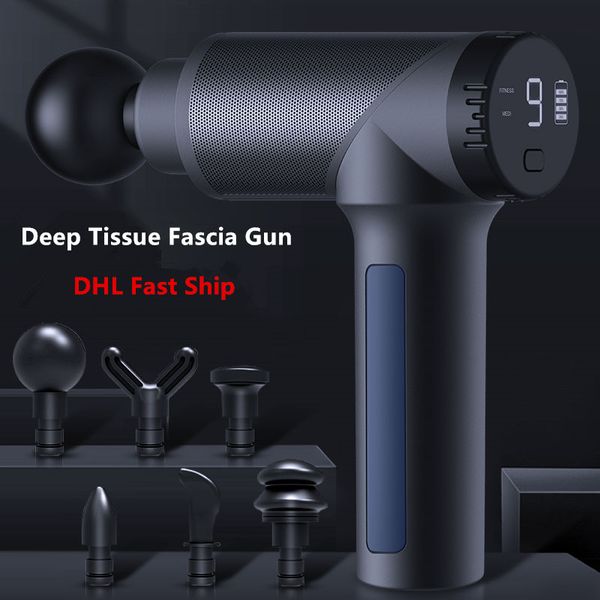 Display LCD Profunda Massager Gun 9 níveis de intensidade Muscle Massager Fascia Gun com 2 modelos massagem completa Massagem armas