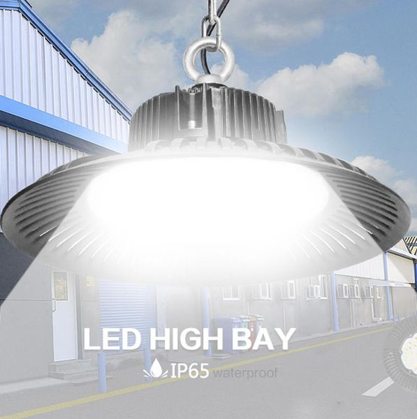 DHL LED High Bay Light 50W 100W 150W 200W UFO 6000K 20000Lm IP65 AC85-265V LED Flood Light Lampada da miniera in alluminio Highbay