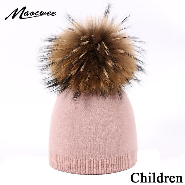 

children's knit hexagonal watermelon beanie hat raccoon fur pom pom winter hat boy girl warm skullies bone kids baby soft cap