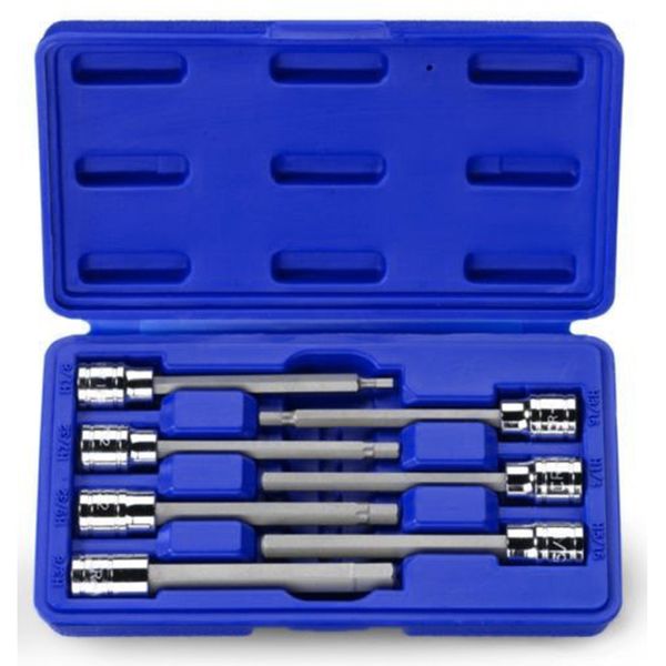 

1/8-3/8 drive extra long hex bit socket set 7pc metric 3 to 10mm hex bit socket