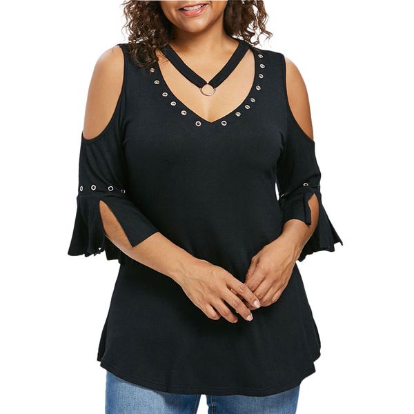 

plus size womens and blouses summer streetwear cold shoulder woman blouse ladies women clothes 2019 fashion clothing, White