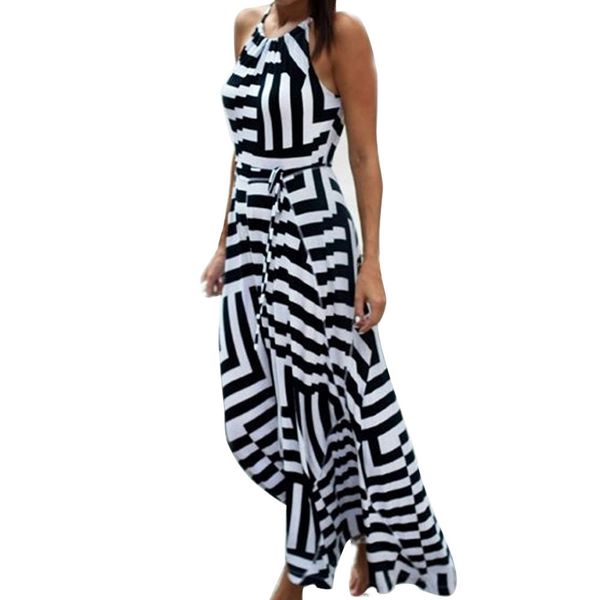 

women summer maxi dress black striped bandage split long dress female long bodycon sleeveless plus size vestido robe femme, Black;gray