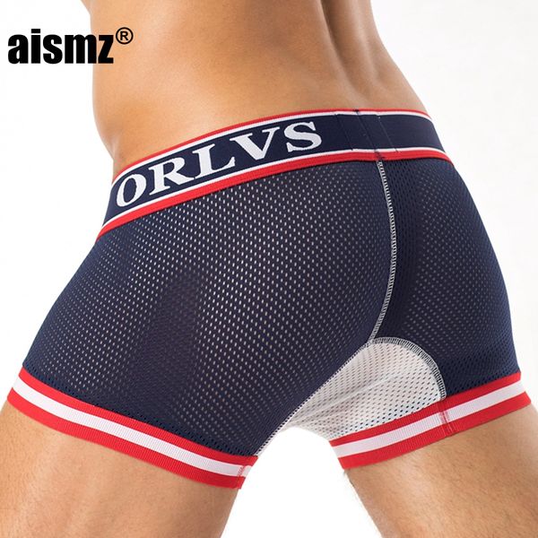 

aismz brand boxer men mesh u pouch underwear underpants cueca cotton male panties pants trunks boxer shorts sale, Black;white