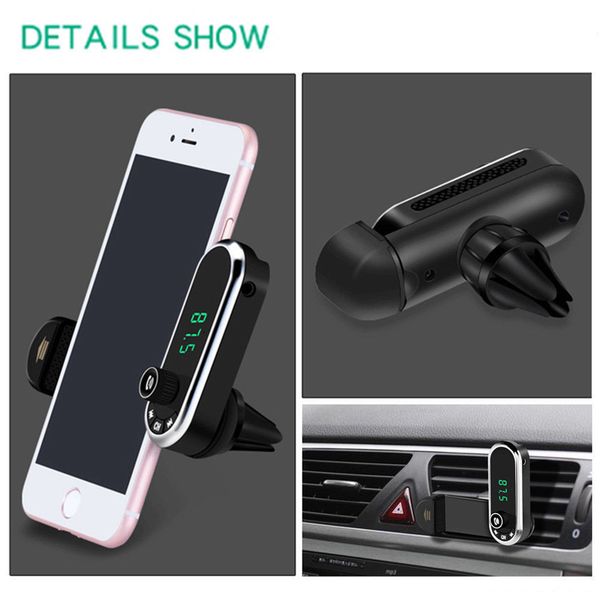 

phone holder handsfm transmitter car kit audio mp3 usb charger bluetooth mic fast