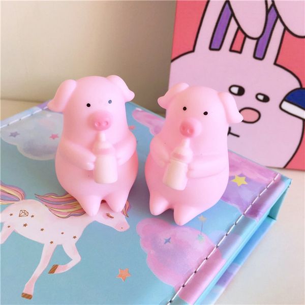 

cartoon soft cute pink white pig toy funny pig squeezing pinch decompression small plastic cartoon