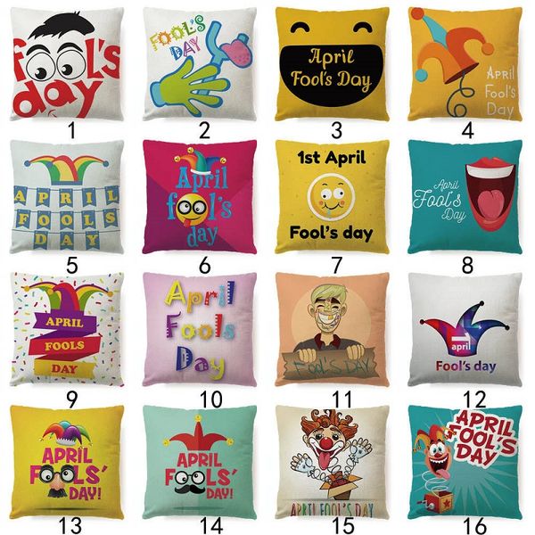 Dia da mentira Caso Fronha Throw Pillow Caso Palhaço Travesseiro Caso Almofada Do Sofá Do Carro Cobre 1 de Abril Fronha